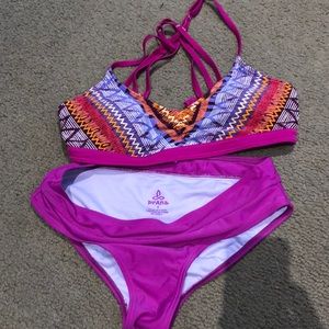 Prana Pink & Multicolor Patterned Bikini Set